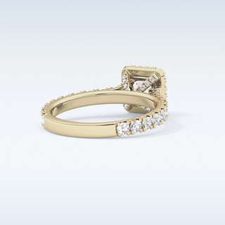 1.04 CT Halo & Pave Engagement Ring Featuring Princess Moissanite