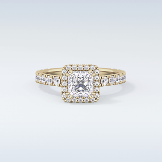 1.04 CT Halo & Pave Engagement Ring Featuring Princess Moissanite