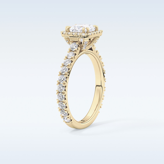 1.04 CT Halo & Pave Engagement Ring Featuring Princess Moissanite
