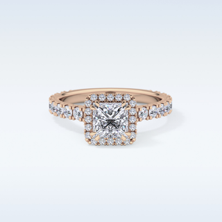 1.04 CT Halo & Pave Engagement Ring Featuring Princess Moissanite