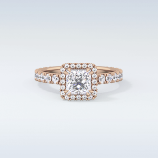 1.04 CT Halo & Pave Engagement Ring Featuring Princess Moissanite