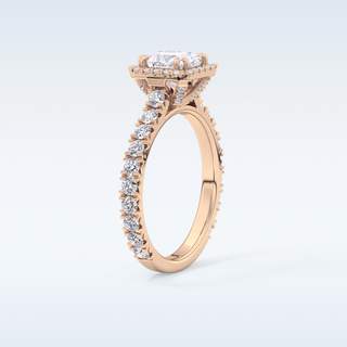 1.04 CT Halo & Pave Engagement Ring Featuring Princess Moissanite