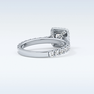 1.04 CT Halo & Pave Engagement Ring Featuring Princess Moissanite