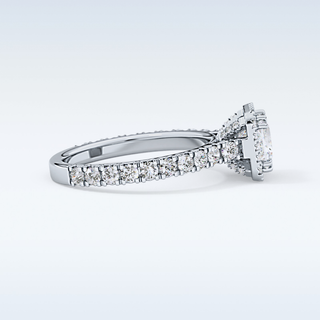 1.04 CT Halo & Pave Engagement Ring Featuring Princess Moissanite