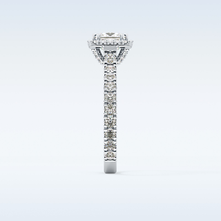 1.04 CT Halo & Pave Engagement Ring Featuring Princess Moissanite