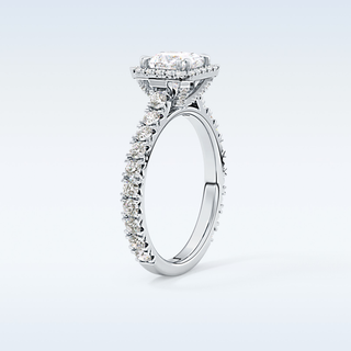 1.04 CT Halo & Pave Engagement Ring Featuring Princess Moissanite