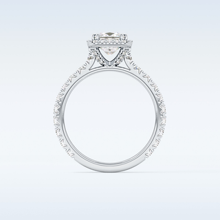 1.04 CT Halo & Pave Engagement Ring Featuring Princess Moissanite