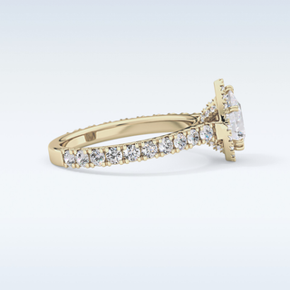 0.65 CT Halo & Pave Engagement Ring Featuring Pear Moissanite