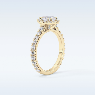 0.65 CT Halo & Pave Engagement Ring Featuring Pear Moissanite
