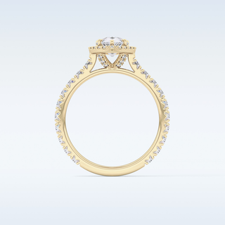 0.65 CT Halo & Pave Engagement Ring Featuring Pear Moissanite