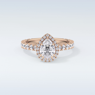 0.65 CT Halo & Pave Engagement Ring Featuring Pear Moissanite