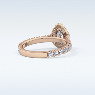 0.65 CT Halo & Pave Engagement Ring Featuring Pear Moissanite
