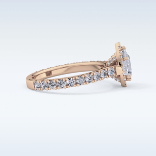0.65 CT Halo & Pave Engagement Ring Featuring Pear Moissanite