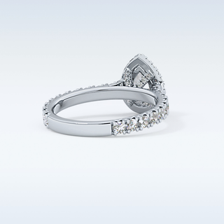 0.65 CT Halo & Pave Engagement Ring Featuring Pear Moissanite