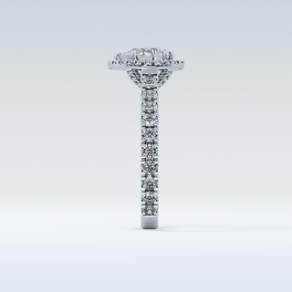 0.65 CT Halo & Pave Engagement Ring Featuring Pear Moissanite