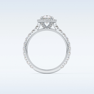 0.65 CT Halo & Pave Engagement Ring Featuring Pear Moissanite