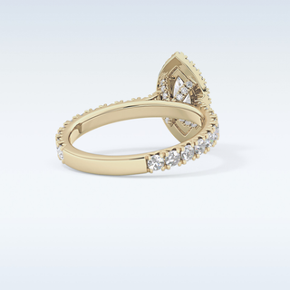 0.82 CT Halo & Pave Engagement Ring Featuring Marquise Moissanite