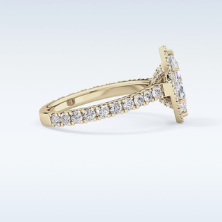 0.82 CT Halo & Pave Engagement Ring Featuring Marquise Moissanite