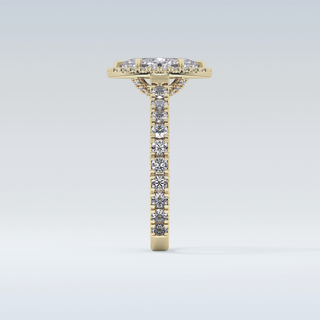 0.82 CT Halo & Pave Engagement Ring Featuring Marquise Moissanite