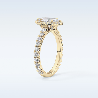 0.82 CT Halo & Pave Engagement Ring Featuring Marquise Moissanite