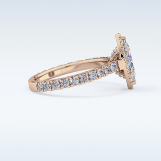 0.82 CT Halo & Pave Engagement Ring Featuring Marquise Moissanite