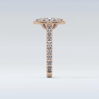 0.82 CT Halo & Pave Engagement Ring Featuring Marquise Moissanite