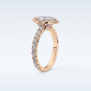 0.82 CT Halo & Pave Engagement Ring Featuring Marquise Moissanite