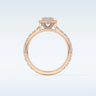 0.82 CT Halo & Pave Engagement Ring Featuring Marquise Moissanite