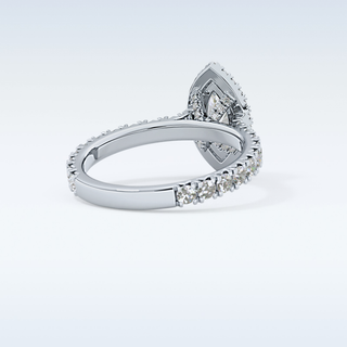 0.82 CT Halo & Pave Engagement Ring Featuring Marquise Moissanite
