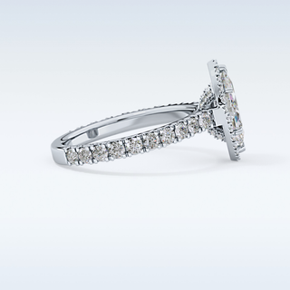 0.82 CT Halo & Pave Engagement Ring Featuring Marquise Moissanite