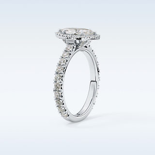 0.82 CT Halo & Pave Engagement Ring Featuring Marquise Moissanite