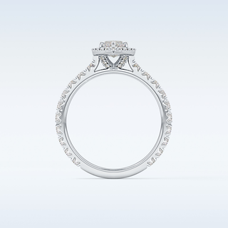 0.82 CT Halo & Pave Engagement Ring Featuring Marquise Moissanite