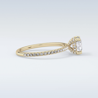 1.03 CT Hidden Halo & Pave Engagement Ring Featuring Round Moissanite
