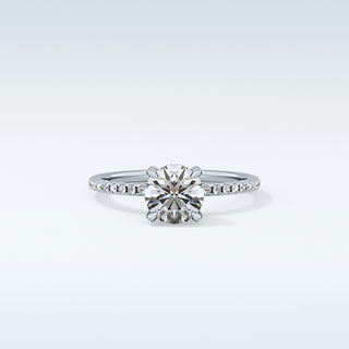 1.03 CT Hidden Halo & Pave Engagement Ring Featuring Round Moissanite