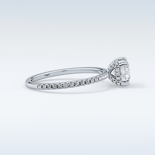 1.03 CT Hidden Halo & Pave Engagement Ring Featuring Round Moissanite