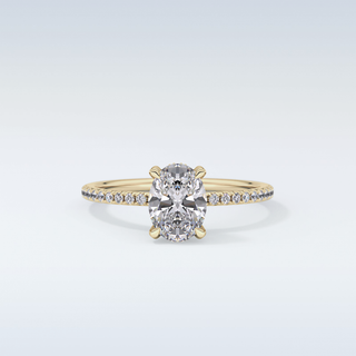 0.93 CT Hidden Halo & Pave Engagement Ring Featuring Oval Moissanite