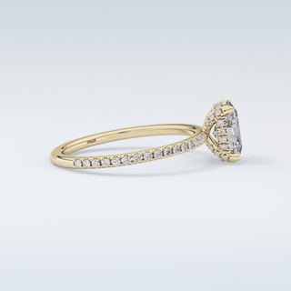 0.93 CT Hidden Halo & Pave Engagement Ring Featuring Oval Moissanite