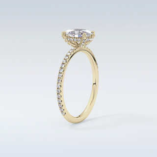 0.93 CT Hidden Halo & Pave Engagement Ring Featuring Oval Moissanite