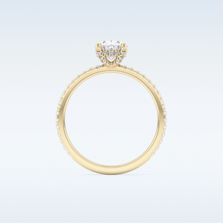 0.93 CT Hidden Halo & Pave Engagement Ring Featuring Oval Moissanite