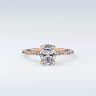 0.93 CT Hidden Halo & Pave Engagement Ring Featuring Oval Moissanite