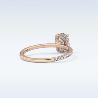 0.93 CT Hidden Halo & Pave Engagement Ring Featuring Oval Moissanite