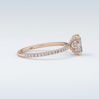 0.93 CT Hidden Halo & Pave Engagement Ring Featuring Oval Moissanite