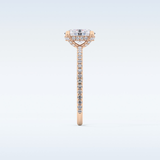 0.93 CT Hidden Halo & Pave Engagement Ring Featuring Oval Moissanite