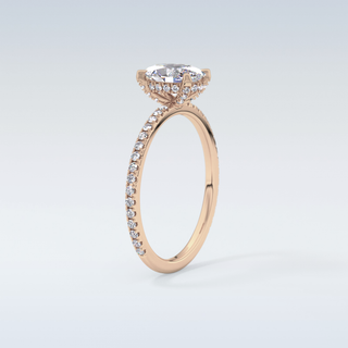 0.93 CT Hidden Halo & Pave Engagement Ring Featuring Oval Moissanite