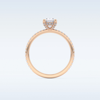 0.93 CT Hidden Halo & Pave Engagement Ring Featuring Oval Moissanite