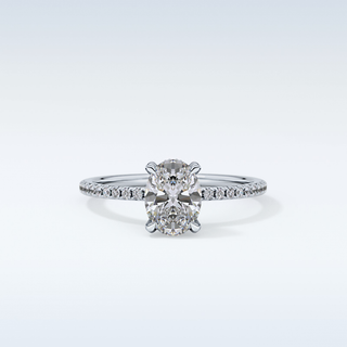0.93 CT Hidden Halo & Pave Engagement Ring Featuring Oval Moissanite