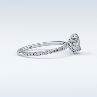 0.93 CT Hidden Halo & Pave Engagement Ring Featuring Oval Moissanite