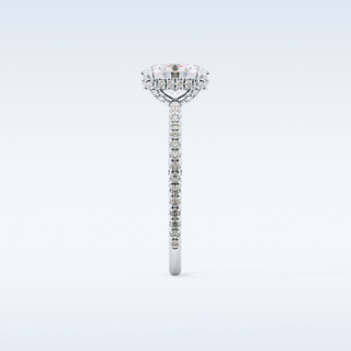 0.93 CT Hidden Halo & Pave Engagement Ring Featuring Oval Moissanite