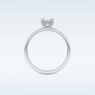 0.93 CT Hidden Halo & Pave Engagement Ring Featuring Oval Moissanite