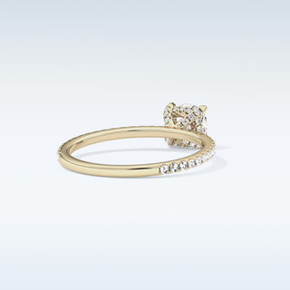 0.95 CT Hidden Halo & Pave Engagement Ring Featuring Cushion Moissanite